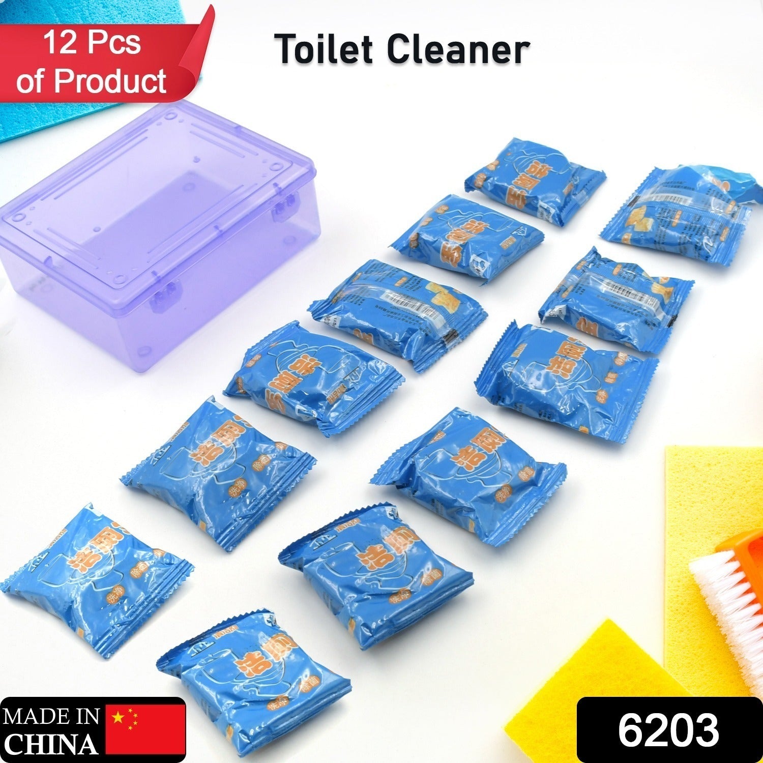 Toilet cleaning bubbles, effective decontamination, 12-pack. Toilet cleaning bubbles, effective decontamination, 12-pack.